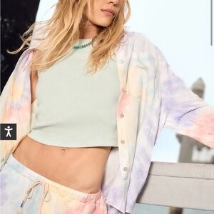 Spiritual Gangster Beaudry linen shirt, tie dye, XS, NWT